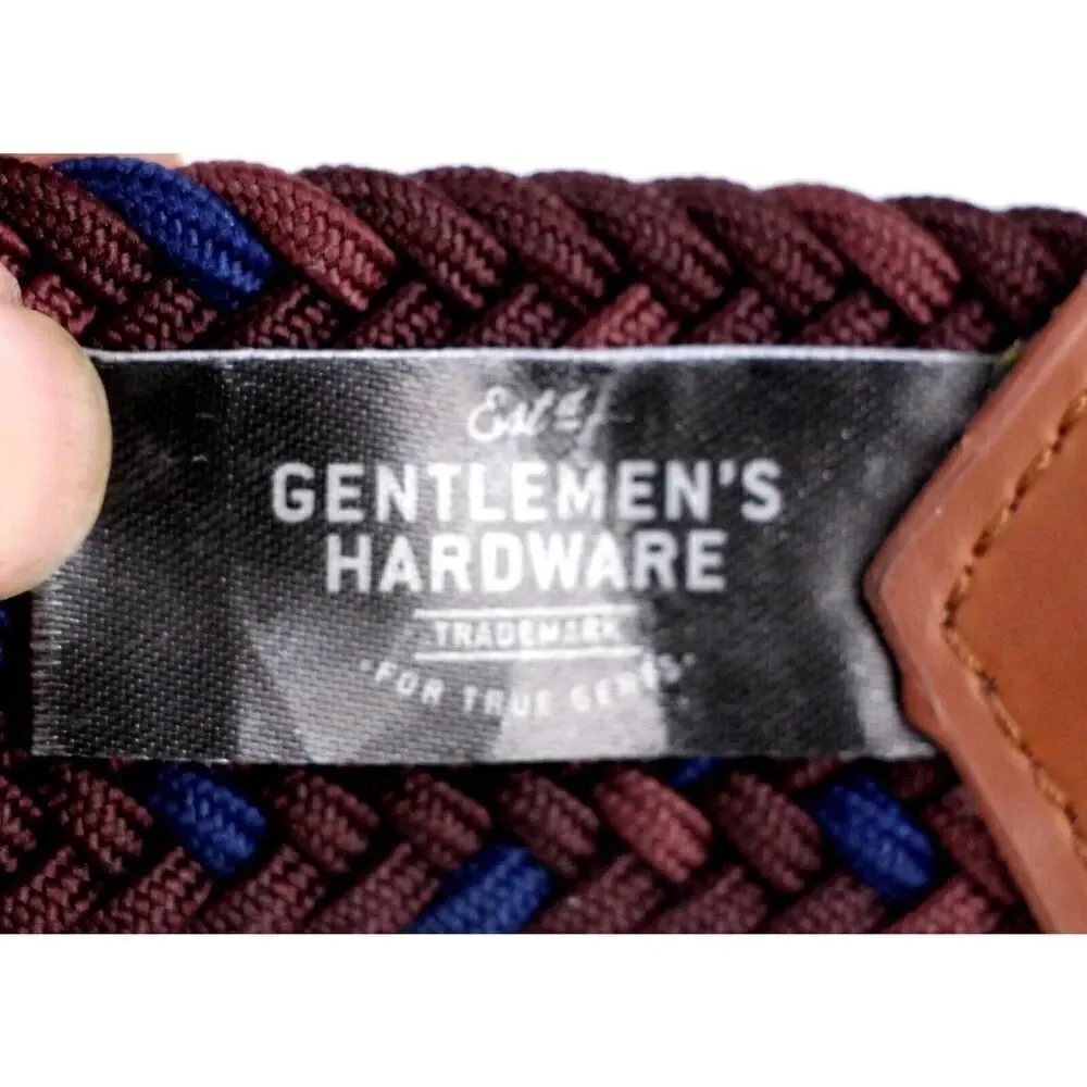 Gentlemen's Hardware BROWN LEATHER MULTICOLOR ELASTIC CORD MEN'S BELT 30-40 (B54